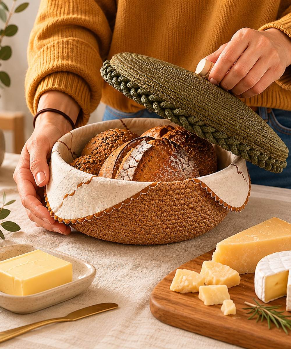 Panera artesanal Oliva y yute - Imagen 3